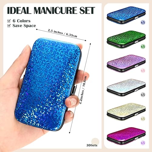 Miniatura 2 de Leriton Juego de 30 juegos de manicura a granel, kit profesional de cuidado de uñas, kit de cortaúñas 8 en 1, juego de pedicura de acero inoxidable