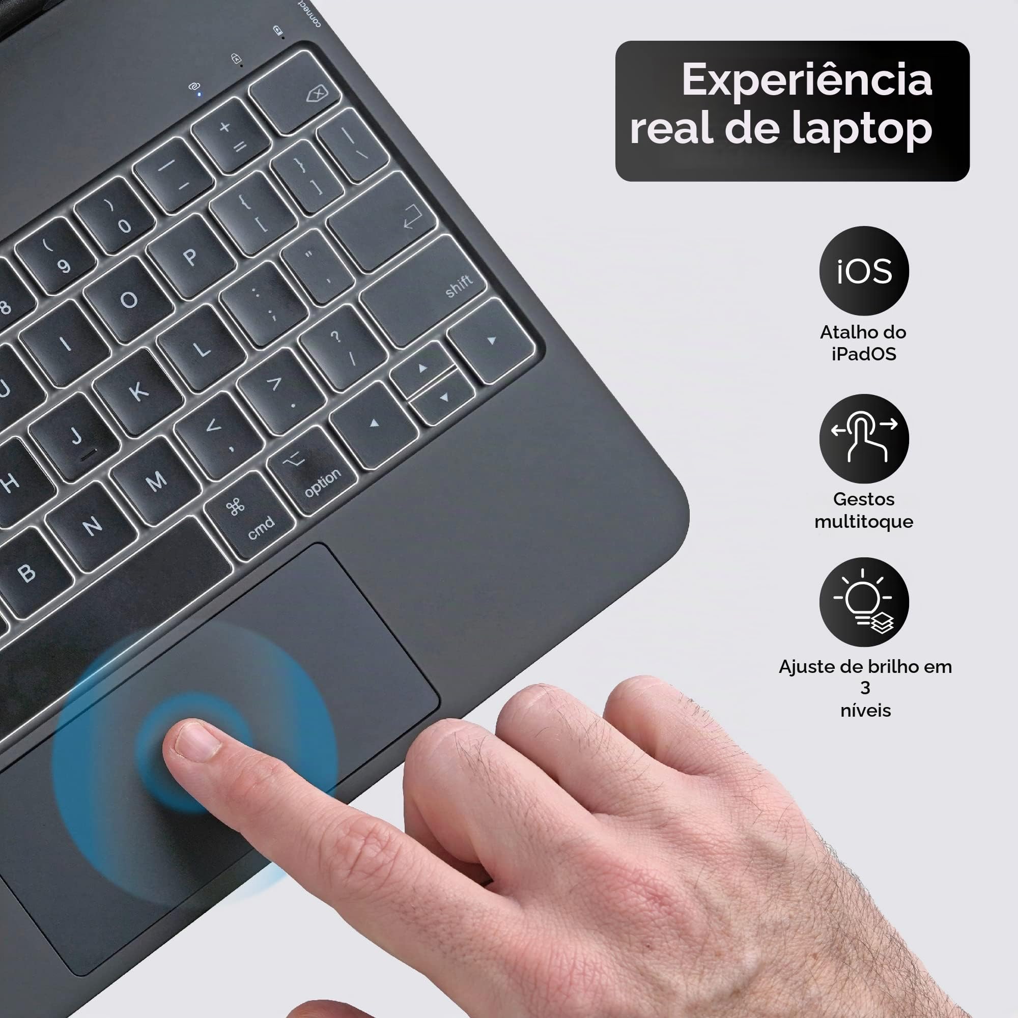 Magic Keyboard para iPad Air 13 (M3 2025 / M2 2024) e iPad Pro 12