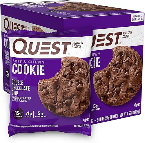 Vista 10 de Galleta de proteínas Quest Nutrition, aptas para la dieta Keto, rica en proteínas, baja en carbohidratos, sin soja.