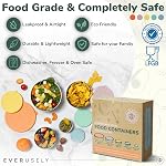 Stainless Steel Food Containers, Metal Lunch Boxes, Set of 5, Bright | Everusely lunch containers feature colourful lids and offer durable utility for snacks, meal prep, and food storage.