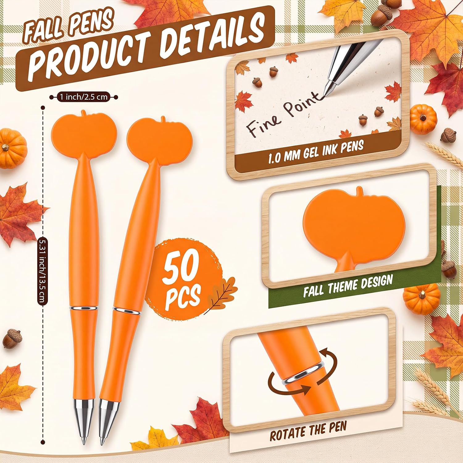 Supervitae 50 Pcs Fall Pumpkin Ballpoint Pens Thanksgiving Ballpoint Pen image 4