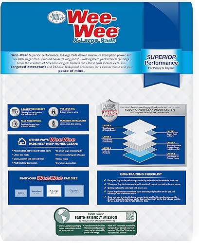 Miniatura 9 de Four Paws - Alfombrillas absorbentes Wee-Wee para perros, empapadores de rendimiento superior, suministros de adiestramiento de perros grandes y