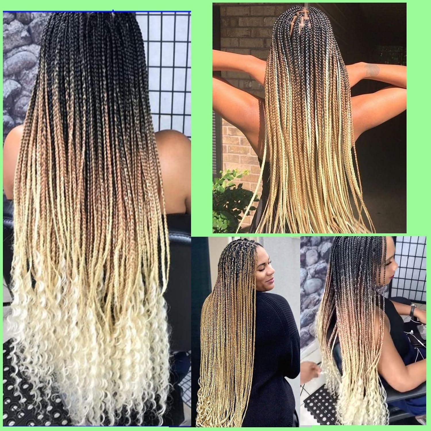 Ombre Pre stretched Braiding Hair, 36 Inch 4 tones Braid Hair Extensions, 8 packs Multi Color Blend Braiding Hair Pre-stretched, Crochet Hair Braiding(36''-8packs, 1b/30/27/613)
