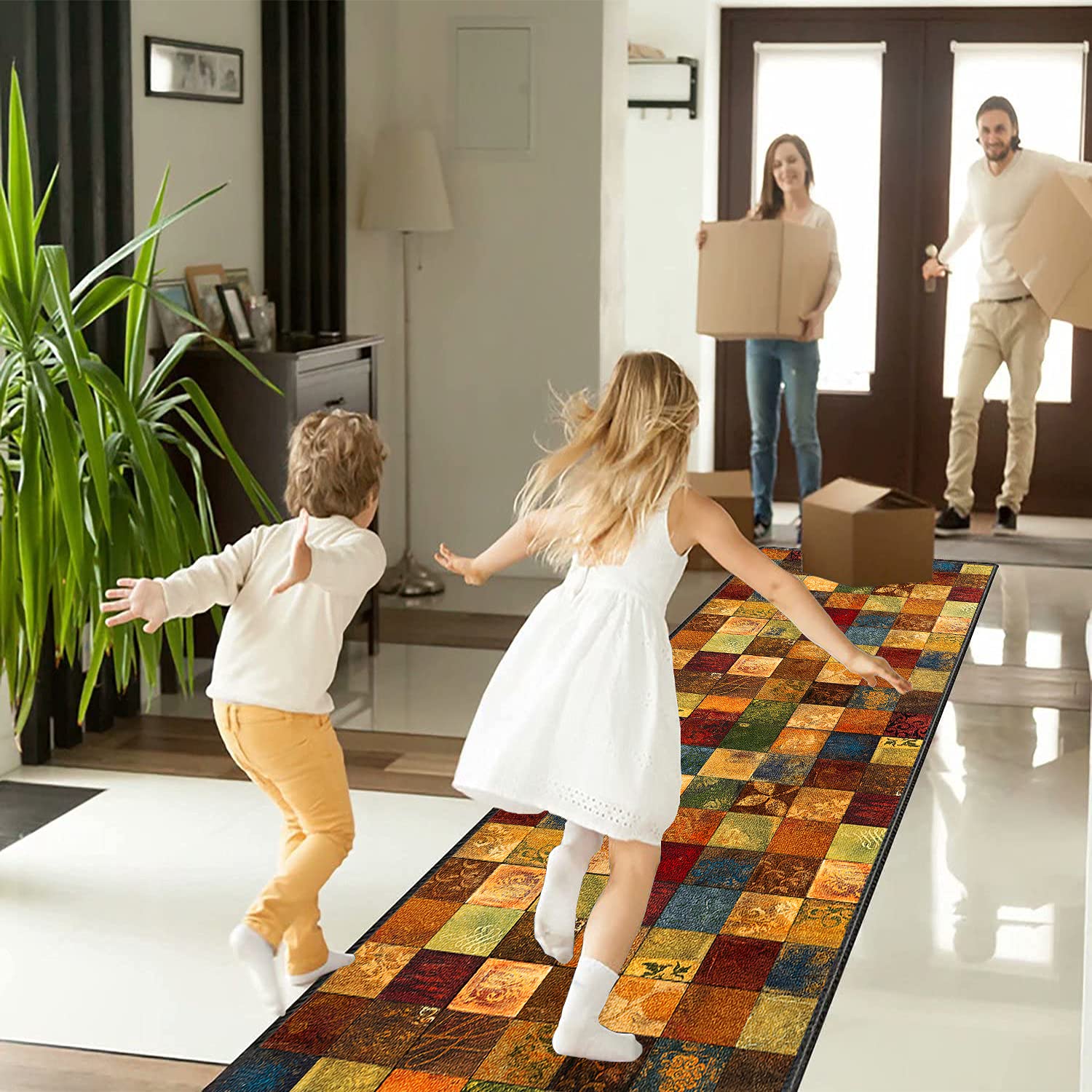 Tappeto per Il Soggiorno 120x240cm Tappetto Soggiorno Grande Antiscivolo Superficie Morbida Adatto per Cucina e Bagno
