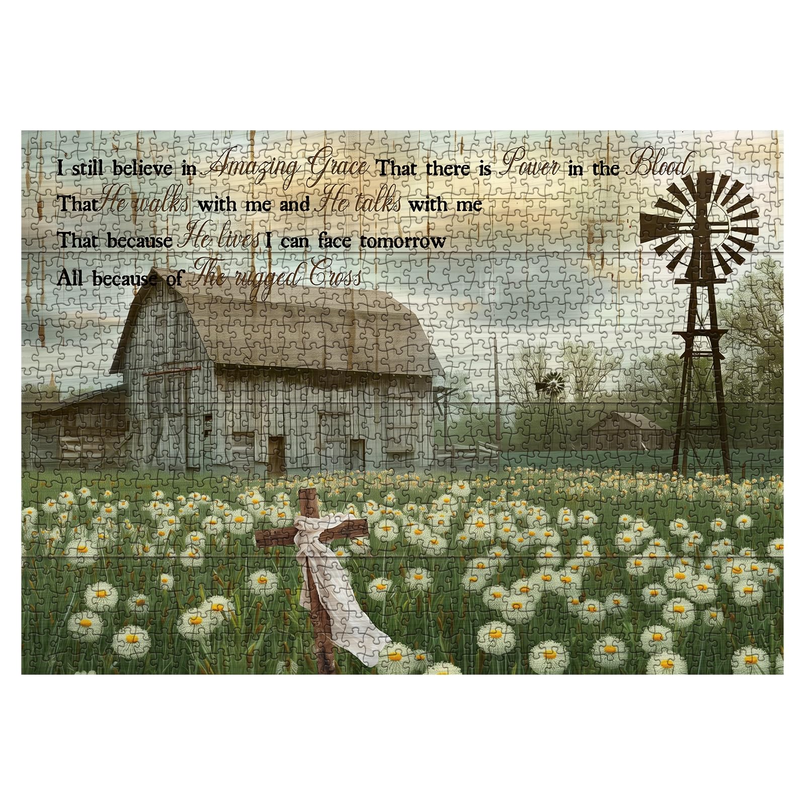 Christian Religious Puzzles for Adults 1000 Pieces, Nature Bible Scripture Cross Jigsaw Puzzles, Jesus Landscape Scenic Puzzle