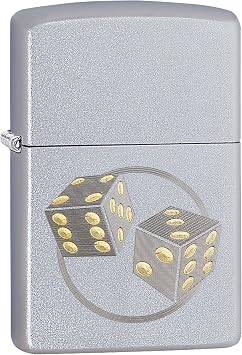 Zippo Dice Pocket Lighter, Satin Chrome