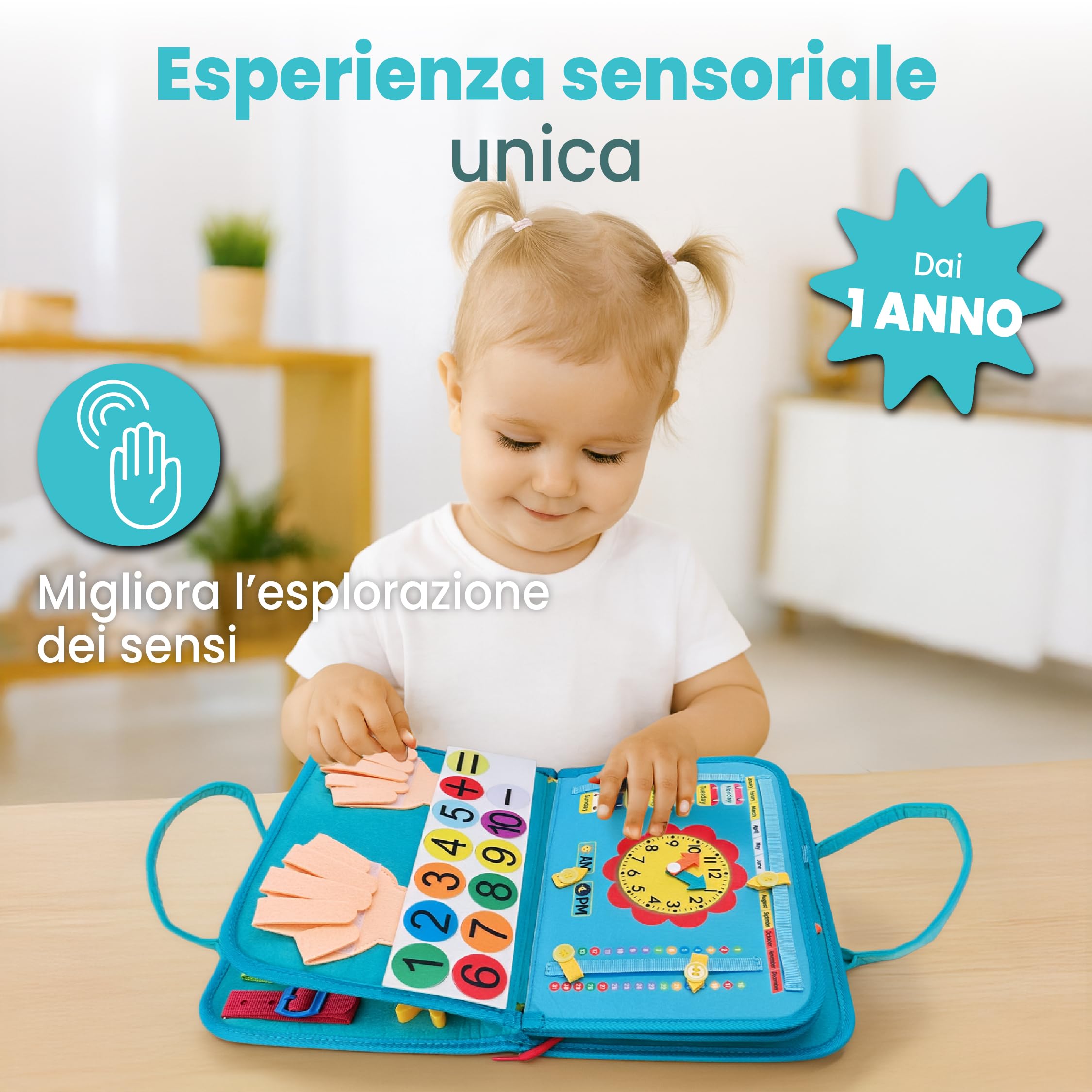 Busy Board Montessori 1 Anno 2 Anni Libro Montessori Interattivo Pannello Sensoriale Bambini Busy Book Tavola Sensoriale Montessori attività Sensoriali Giocattolo Educativo Regalo