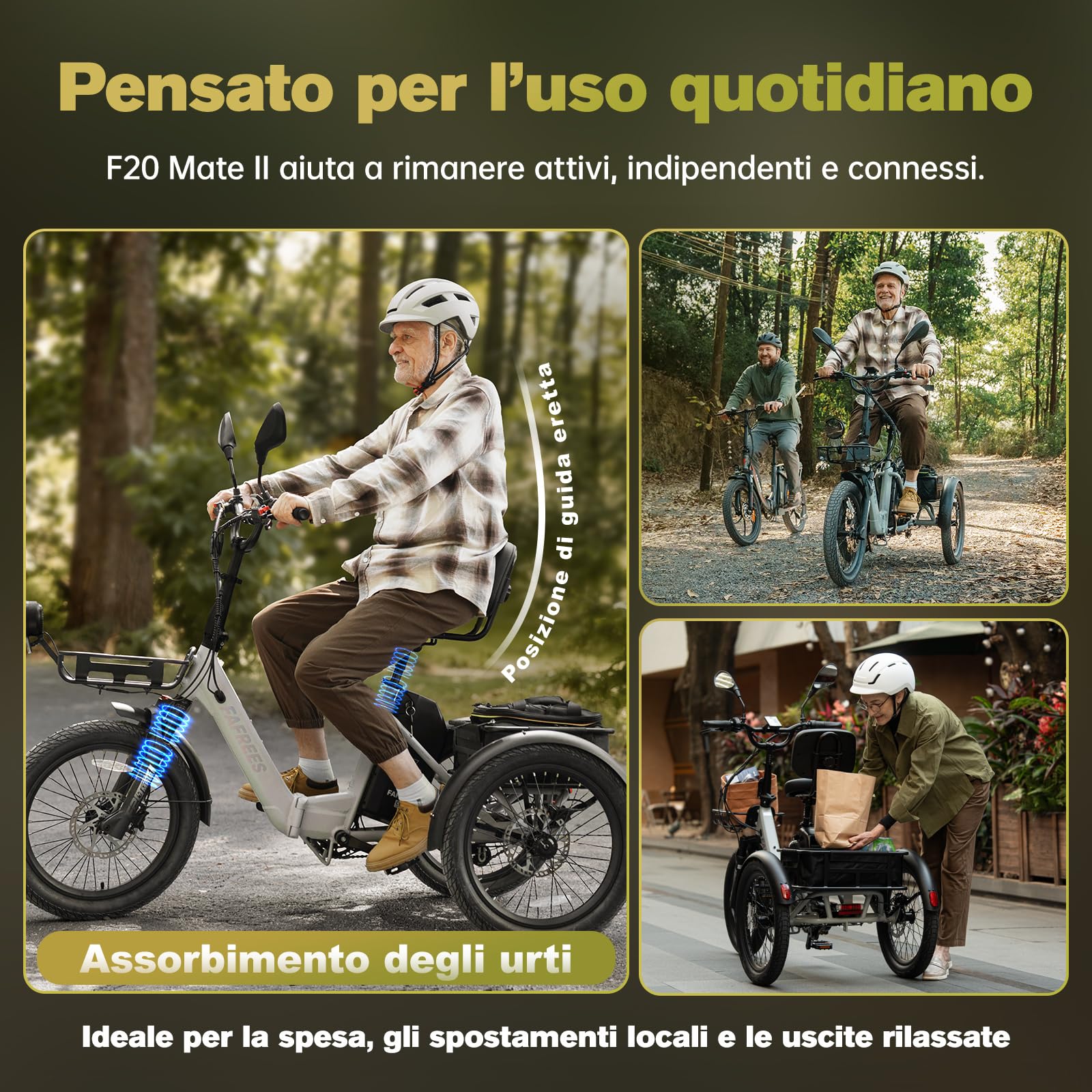 Fafrees Triciclo Elettrico per Adulti e Anziani Rimovibile Batteria 48V 21Ah E-Bike a 3 Ruote Pieghevole, Sensore di Coppia, Carico 180kg, Specchietti, Freni Idraulici e Frecce