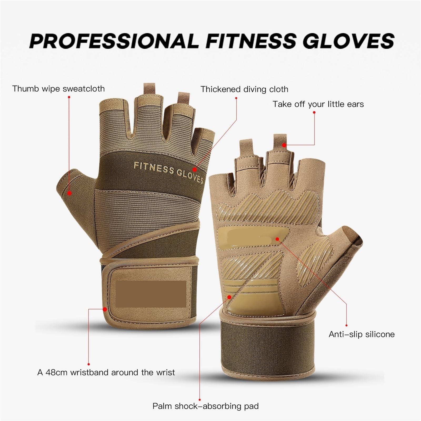 Guanti Da Fitness Guanti da palestra for bodybuilding a mezze dita, for sollevamento pesi, allenamento con manubri, antiscivolo, for esercizi di fitness Per Il Fitness