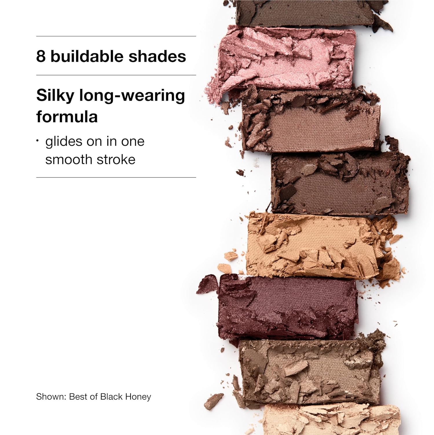 Clinique All About Shadow Eye Shadow Palette, 8 Silky + Buildable Shades | Black Honey, Pink and Nude Honey | Safe For Sensitive Eyes - Image 4