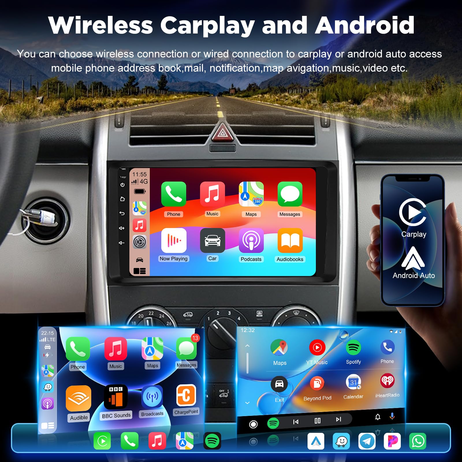 8 Core 2G 64G Android Car Radio for Mercedes Benz W169 W245 B200 W639 Viano W906 Sprinter 9 Inch Car Radio with Apple Carplay Android Car Navi GPS WiFi Mirror Link Bluetooth FM/RDS/DAB