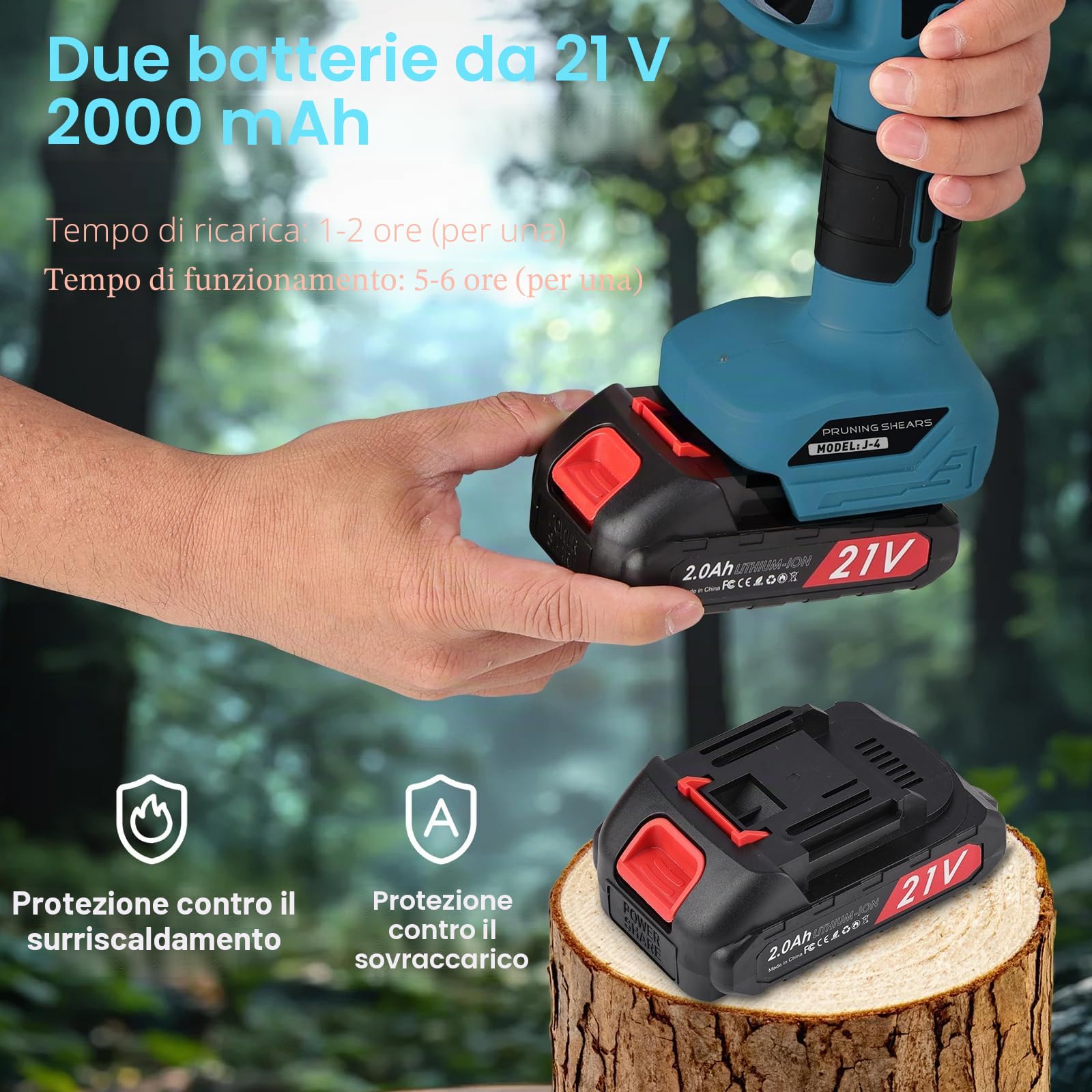 Forbici Potatura a Batteria 40mm 2x21V Batterie 2.0Ah, Telescopica 244cm Cesoie Elettriche Professionali per Giardino e Frutteto, con Display LCD per Frutteto Giardino Parco Fattoria