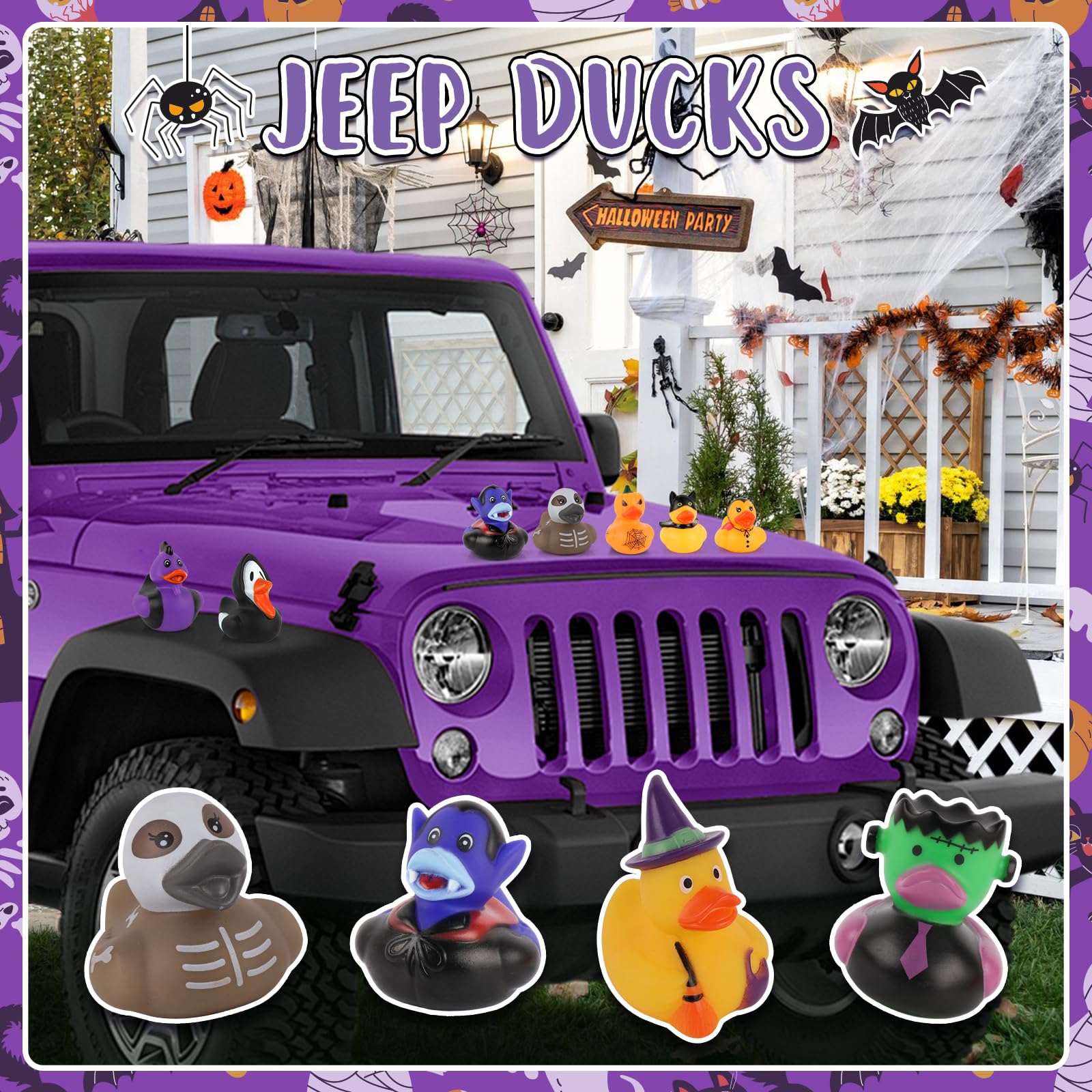 52 Pack Halloween Rubber Ducks Bulk, Halloween Party