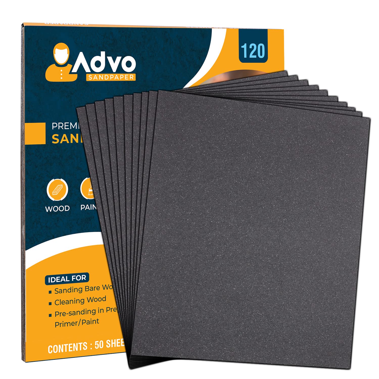 ITZU 120-Grit Abrasive Emery Paper Sanding Sheets for Wet & Dry Primer Surfaces Wood Furniture Metal Fabrication - (Pack of 10)