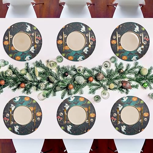 Miniatura 7 de Cute Ghosts Print Round Table Placemats, Heat Resistant Non Slip Place Mat Washable for Kitchen one sizex1