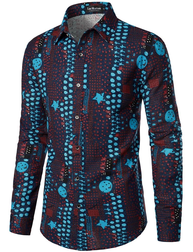 Amazon.com: LucMatton Men's Vintage 70s Style Pattern Print