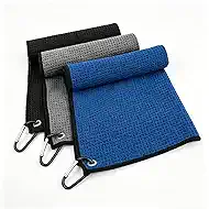 3 Pack Microfiber Golf Towel Set Men Women with Carabiner Clips Waffle Golf Club Bag Towels Cleaning Rags(Small)