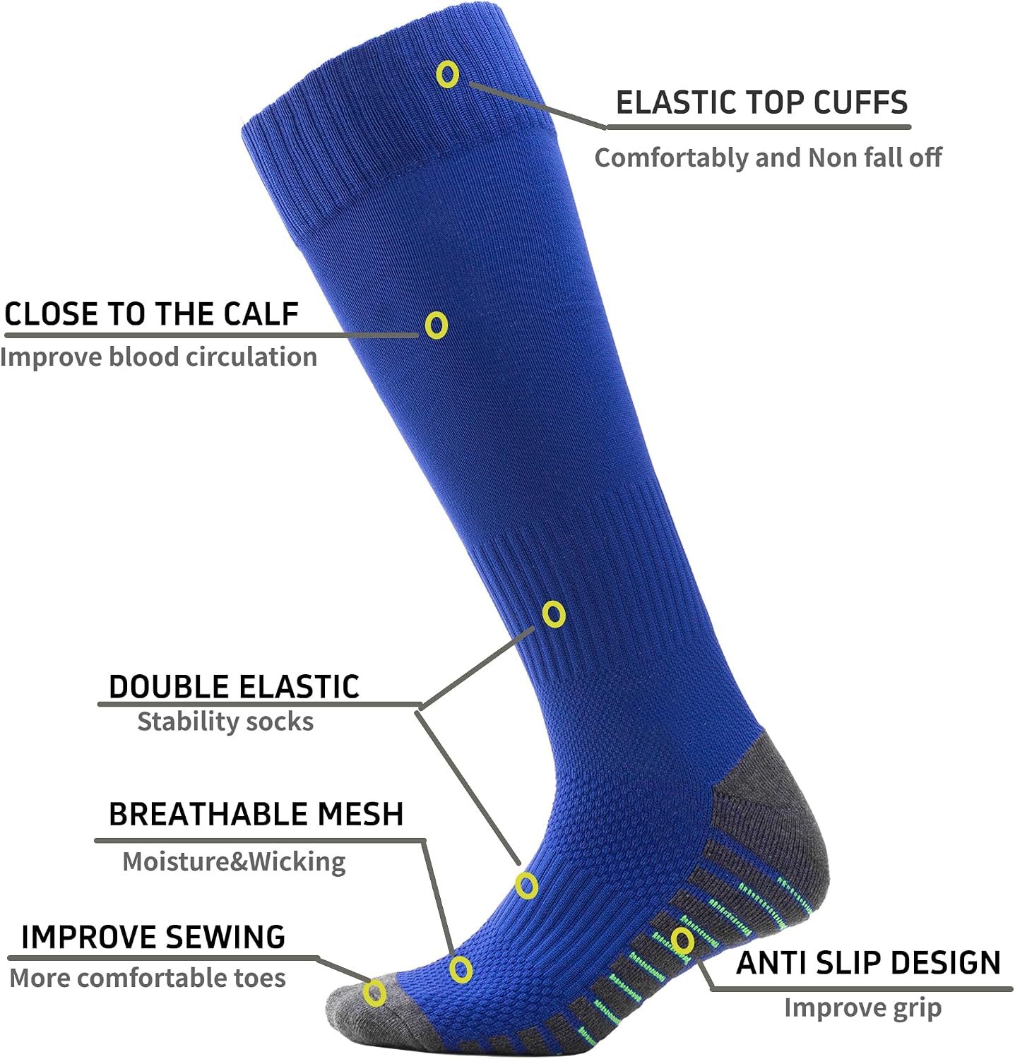 2/3 Pack Grip Soccer Softball Baseball Football Socks for Man Woman Youth Kids Girls Boy's Knee High Socks