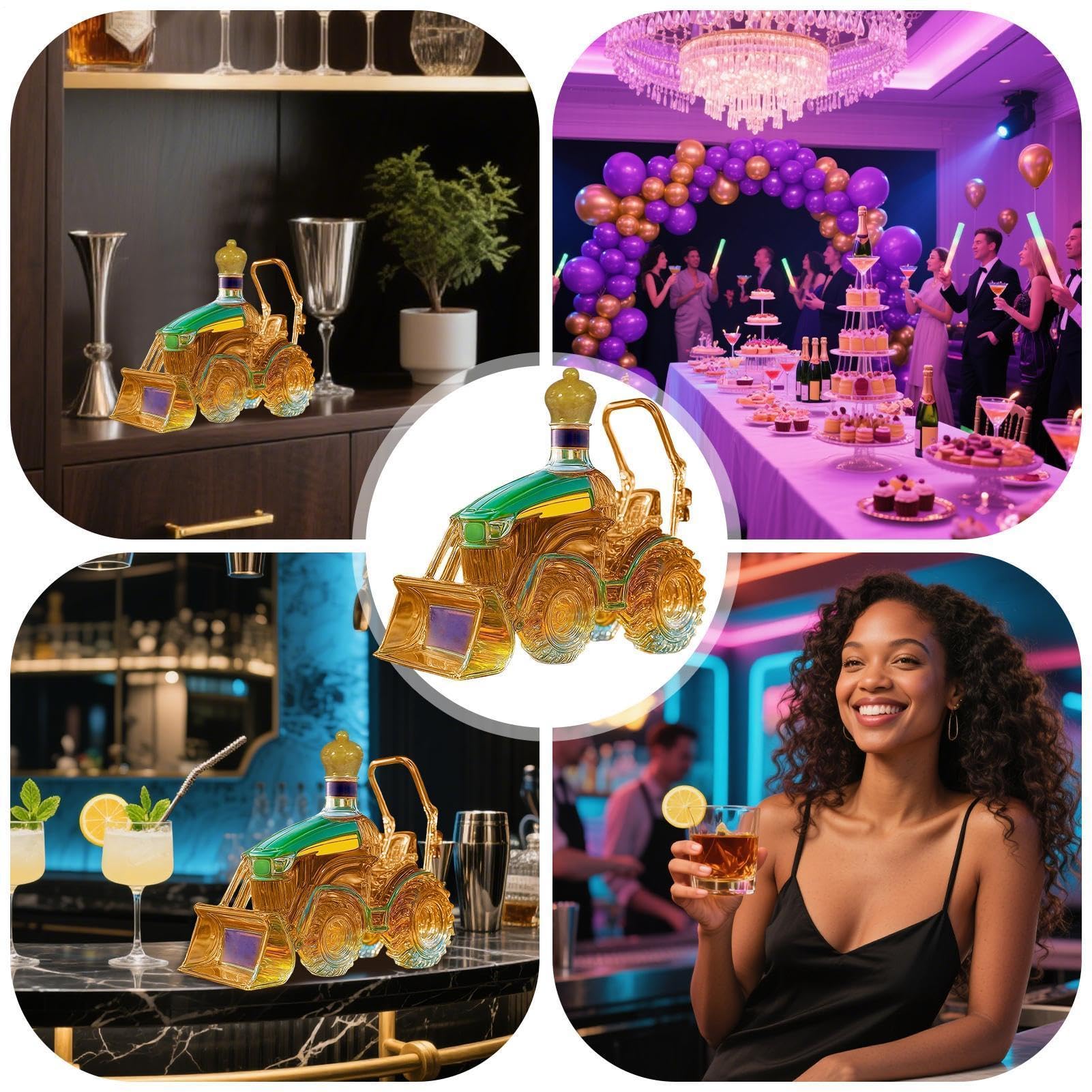 Decanter per tequila - Contenitore per bottiglie di vino con scultura tridimensionale creativa premium da 1000 ml per trattore, espositore per ornamento per riporre oggetti in cristallino senza