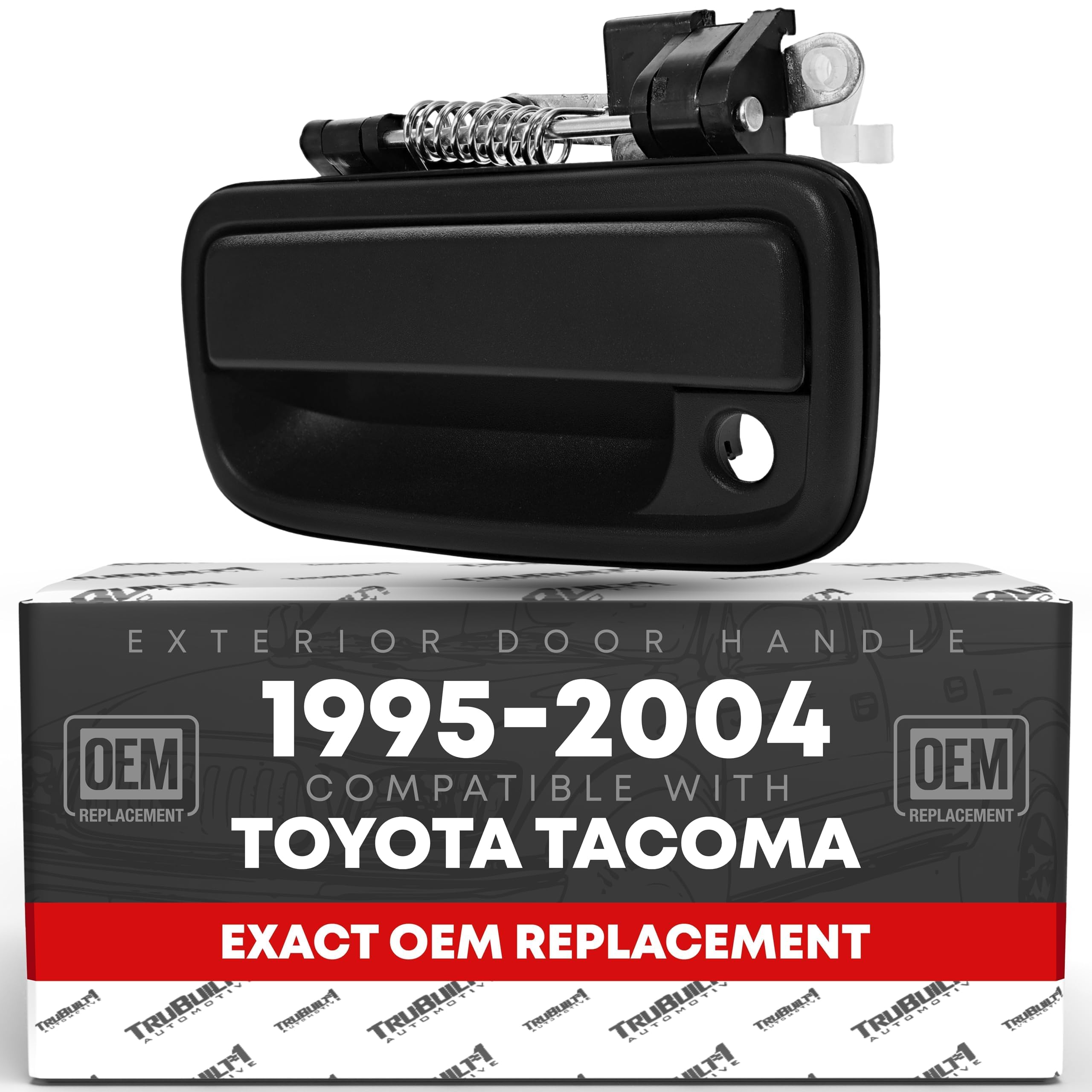 Exterior Front Driver Door Handle Replacement - Compatible with 1995-2004 Toyota Tacoma - Smooth Black, Plastic - OEM 69220-35020, 91319, 79344, TO1310117