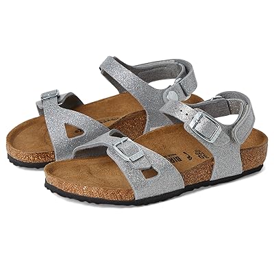 Birkenstock Kids Rio Hook and Loop Silver Sparkling Kid