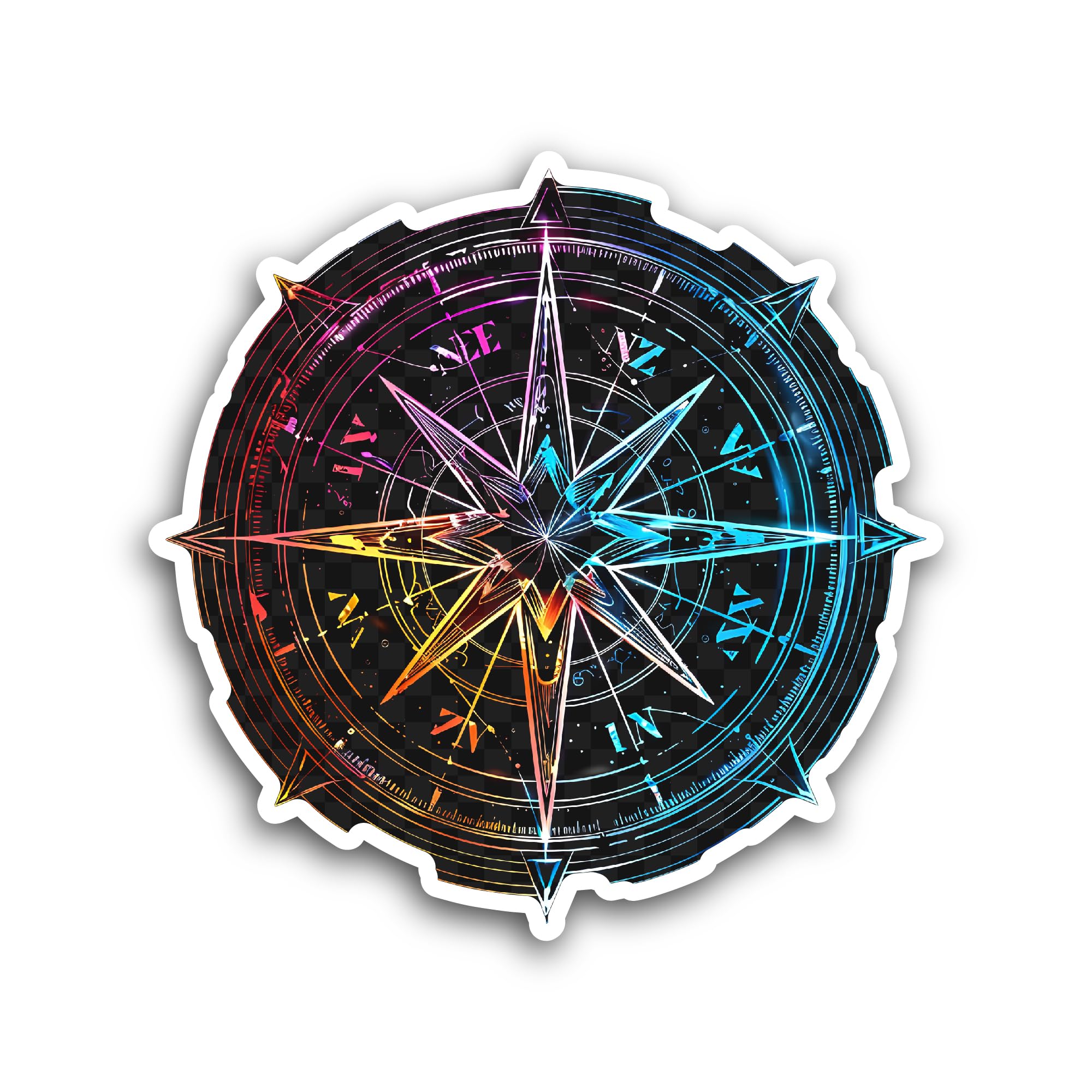 2 (Pieces) 3" and 5" Colorful Compass Sticker, Waterproof Vinyl Decals for Many Purpose Like Cars, Trucks, Laptops, Phones, Windows and More