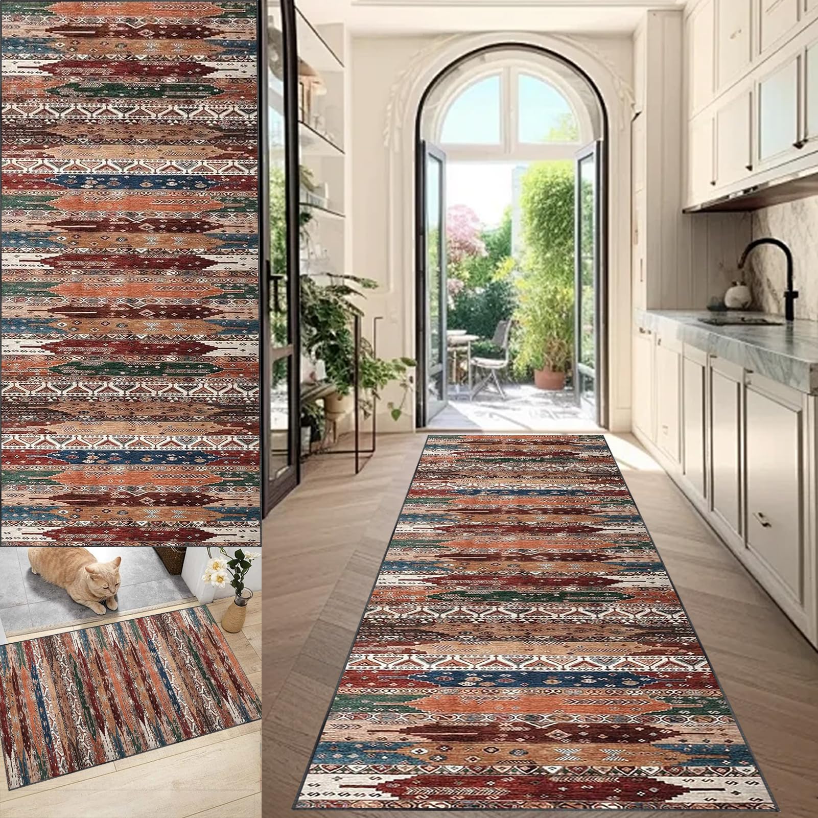 Runner Rug for Entryway 40 x 500 cm Runner Rugs for Hallways Non Slip Long Carpet Runners, Hall Runner Narrow Rugs Washable Kitchen Mat Absorbent Floor Door Mat for Bedroom Entrance Laundry Room
