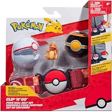 Pokemon Clip N Go Belt Set - 2-Inch Charmander Battle Figure with Clip N Go Belt Plus Luxury Ball and Pokeball Accessories