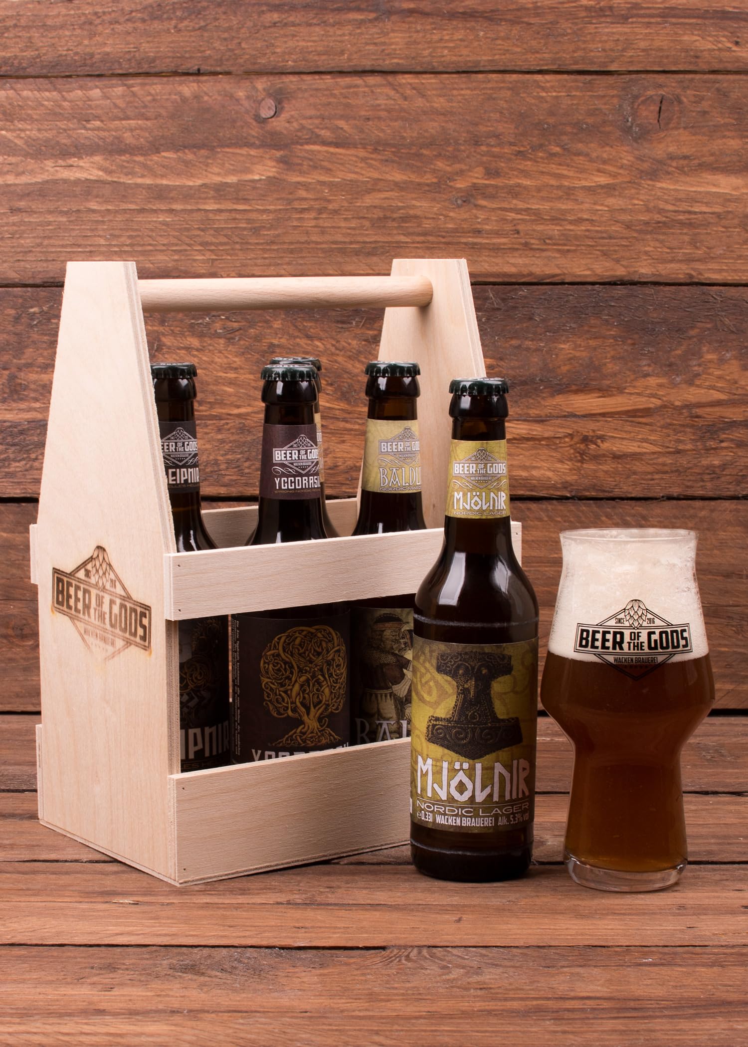 WACKEN BRAUEREI Craft Beer Tasting Geschenkset 5 x 0,33 l verschiedene Sorten + Bierglas BEER OF THE GODS | Eine Handvoll Götter | Viking Craftbeer Set Gift for Men | Wikinger Geschenk Männer