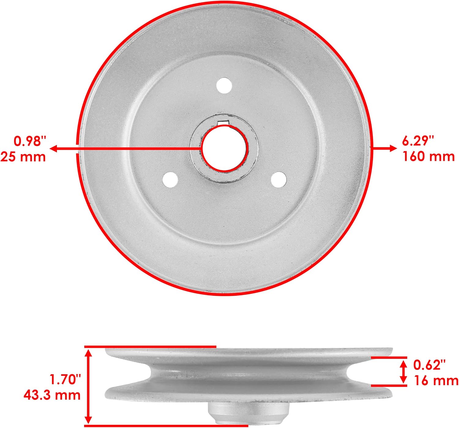 Caltric 1-403183 1-303558 1403183 32" 36" Deck Spindle Pulley Compatible with Exmark Compatible with Toro