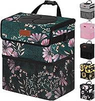 Vista 27 de Cubo de basura para coche, marrón, capacidad de 2.2 galones, impermeable, material de poliéster, correa ajustable, diseño colgante, forro a prueba