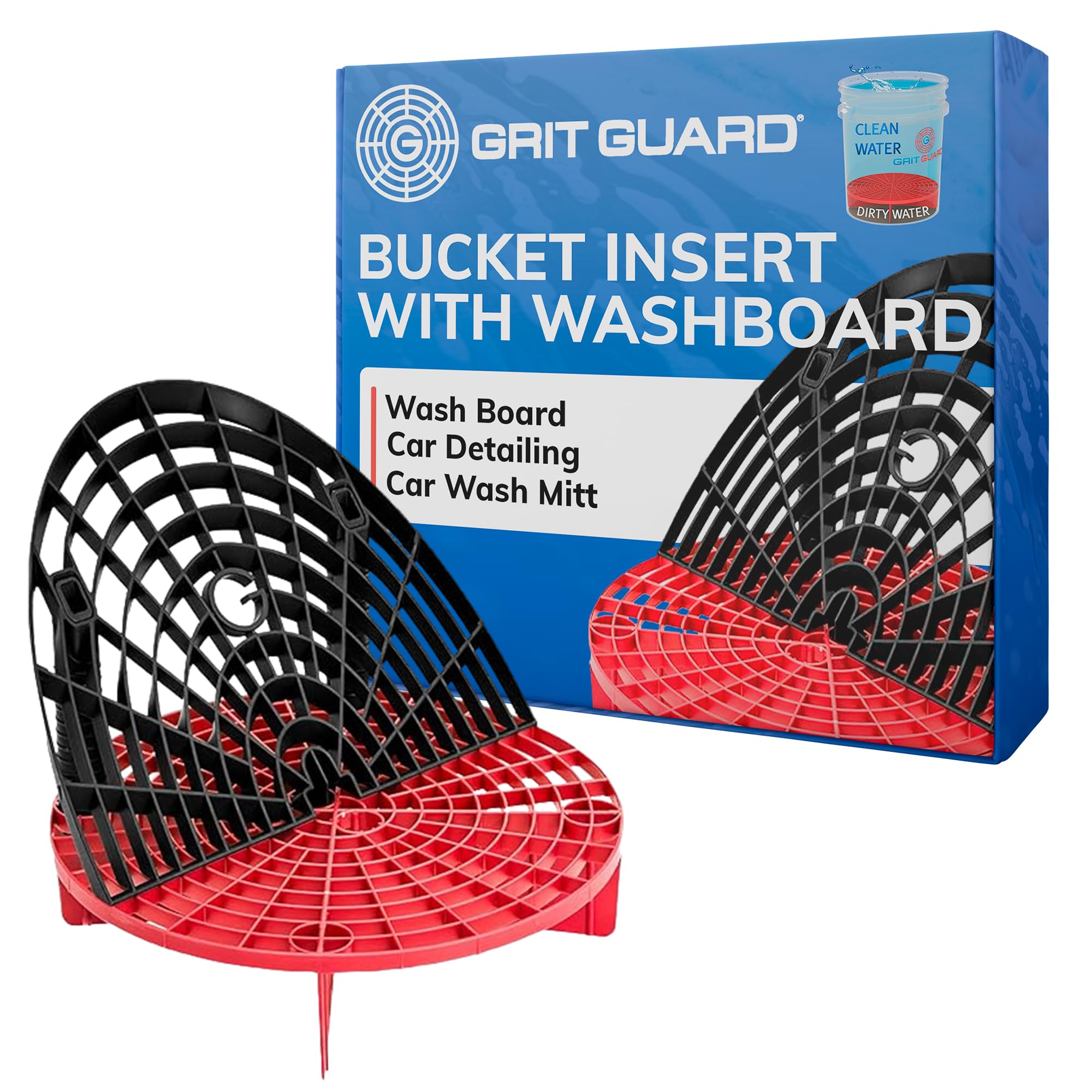 GRIT GUARD - The Original Grit Guard Insert With Washboard Combo Pack (BLACK, RED)