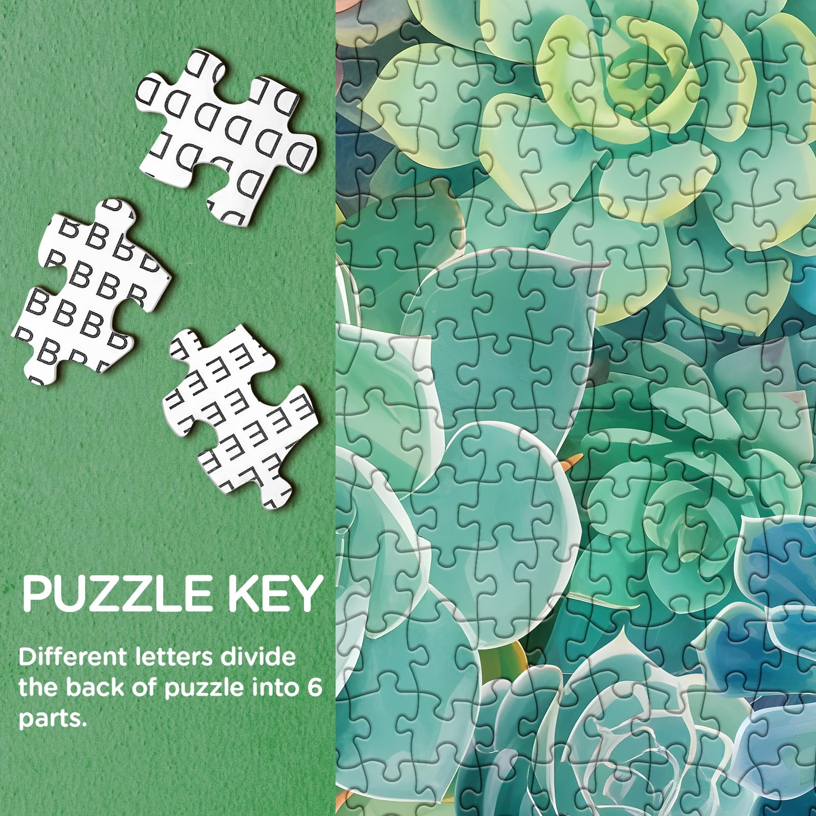 Rainbow Succulent Cactus Puzzle 1000 Piece for Adults, Colorful Gradient Plant Jigsaw Puzzles for Women, Aesthetic Pretty Beautiful Flower Garden Spring Puzzles - Image 7