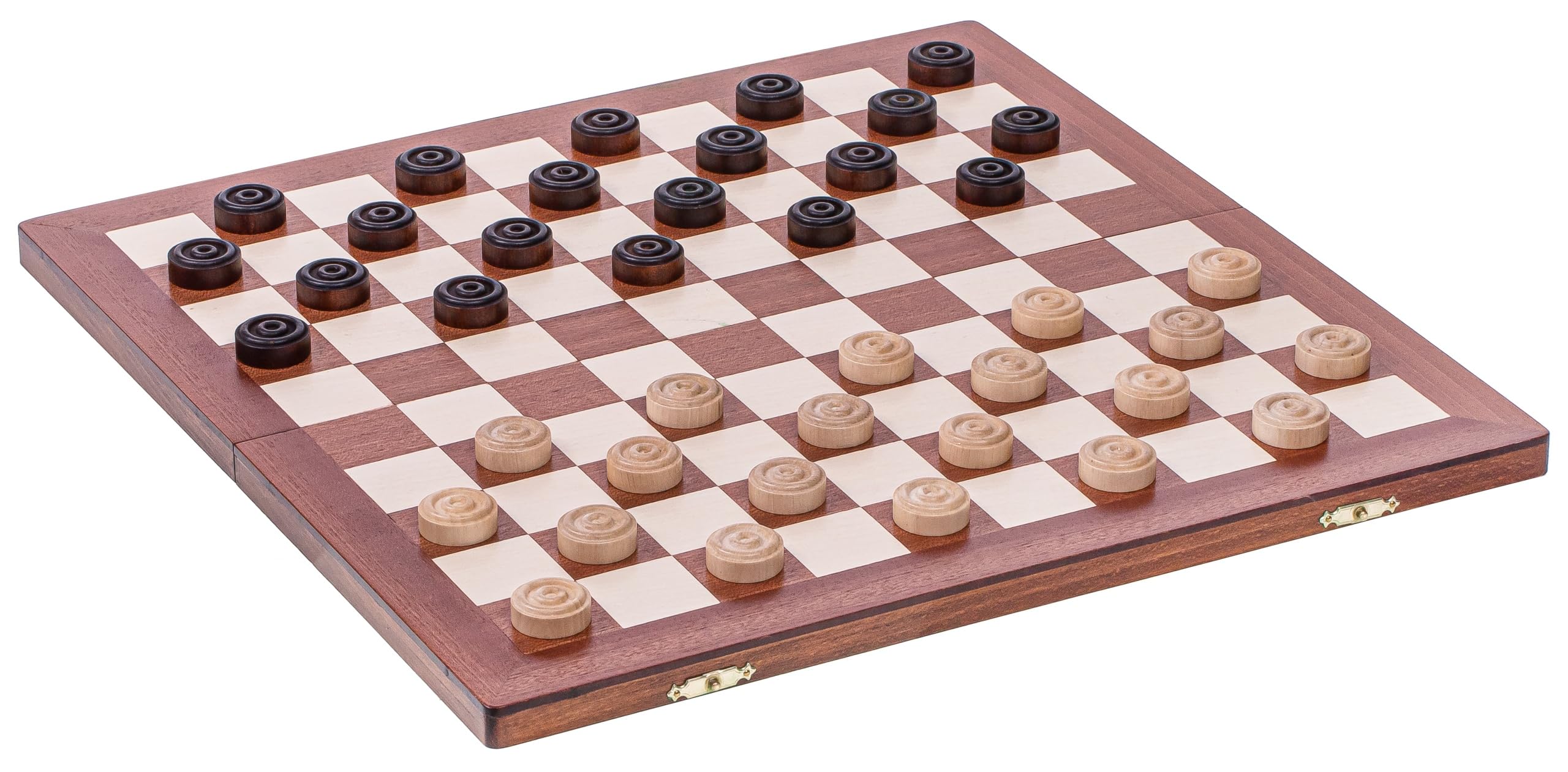 Square - Damespiel - 100 Feld - Dame Set aus Holz Mahagoni - Brett 40 x 40 cm
