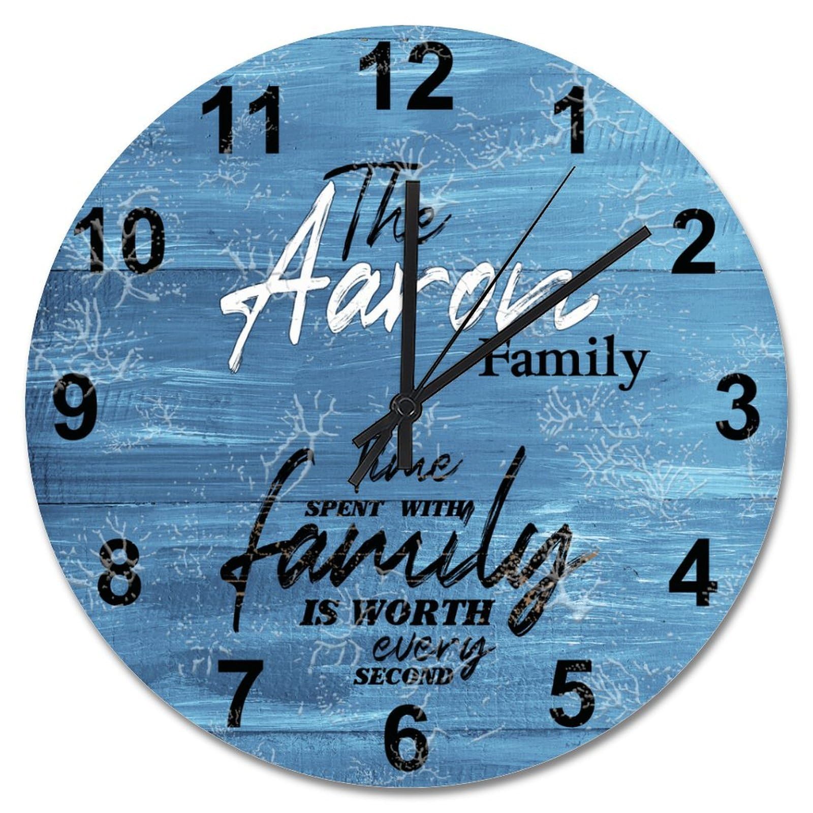 Horloge murale sans tic-tac en bois bleu nuit de 38cm