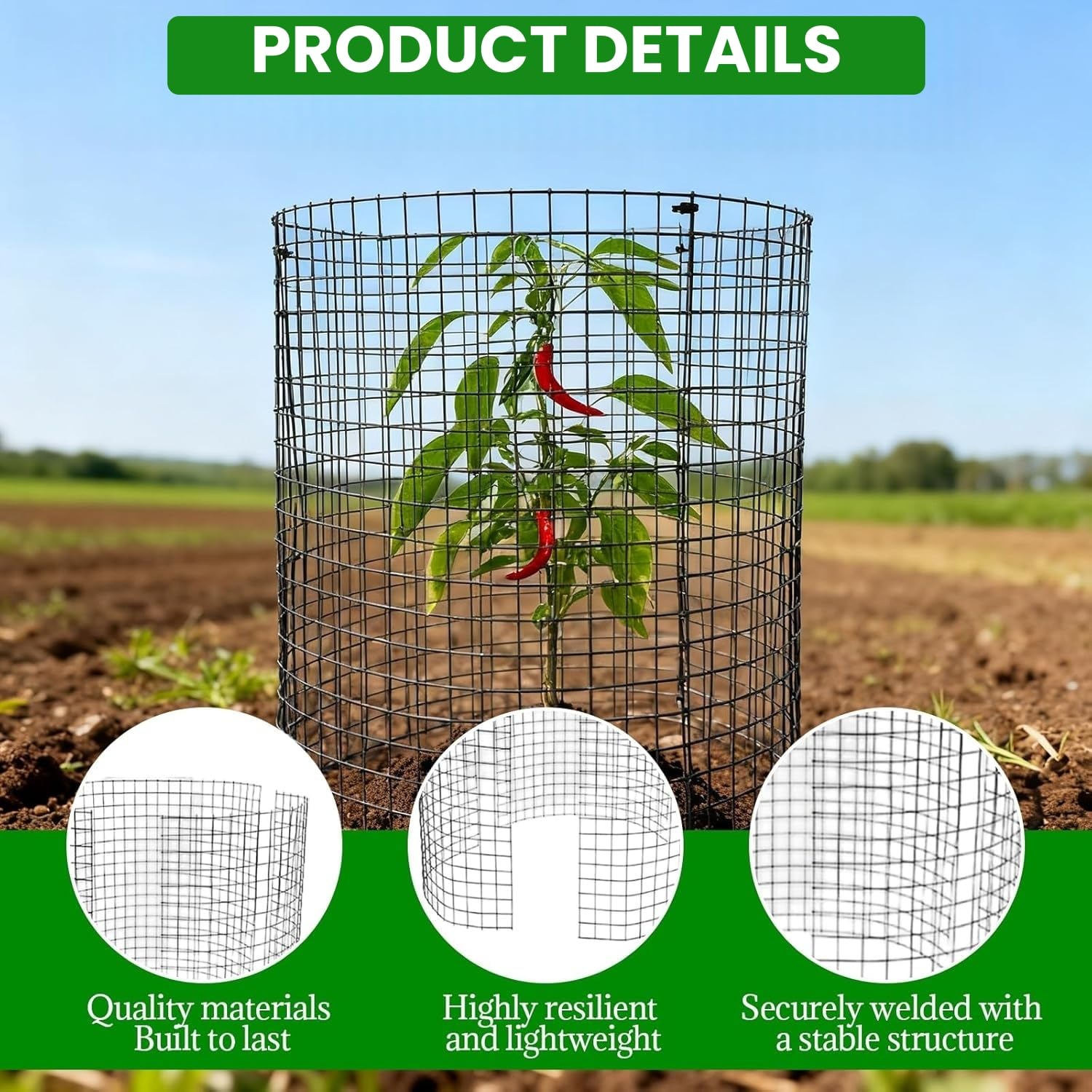KAHEIGN 30Pcs Pflanzenschutznetz Pflanzenschutz vor Tieren, 36cmx34cm Pflanzenschutzgitter Pflanzenkäfig aus Metalldraht Gartenhauben Gartenpflanzennetz mit Erdspießen Kabelbindern und Handschuh