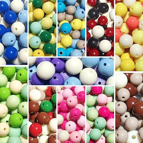 Miniatura 5 de Niziky 100 cuentas redondas acrílicas lisas de 0.472 pulgadas (0.472 in) surtidas de color verde, cuentas espaciadoras redondas sueltas para joyas,