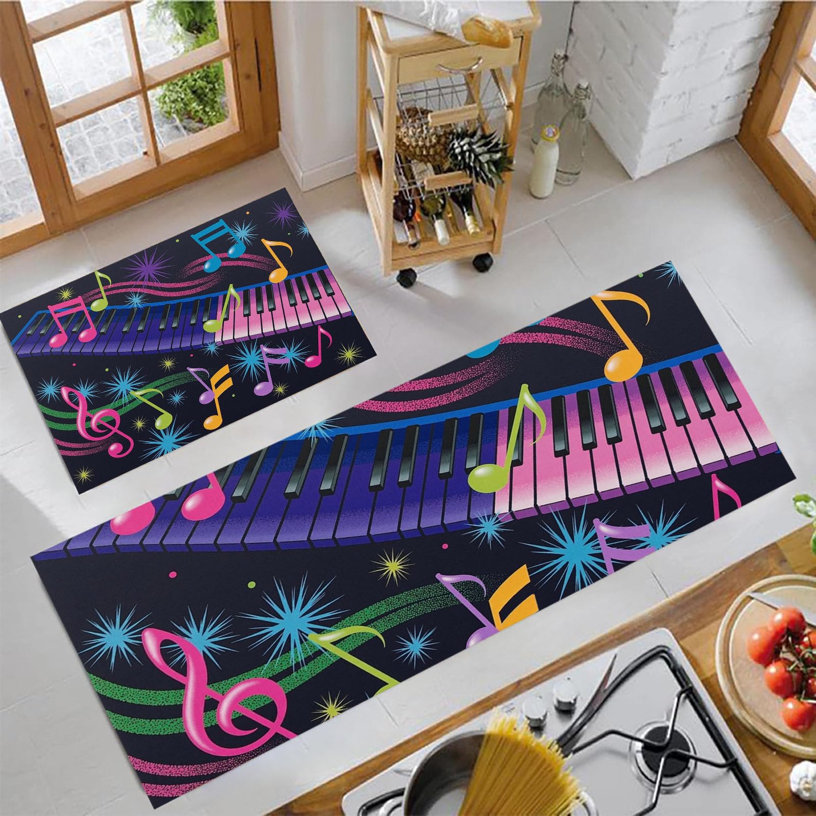Tapis cuisine lavable et anti-fatigue violet foncé pour protéger le sol des éclaboussures