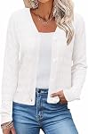 Cardigan for Women Lightweight Button Down Sweaters Crochet Knit V Neck Long Sleeve Open Front Cardigans Sweater