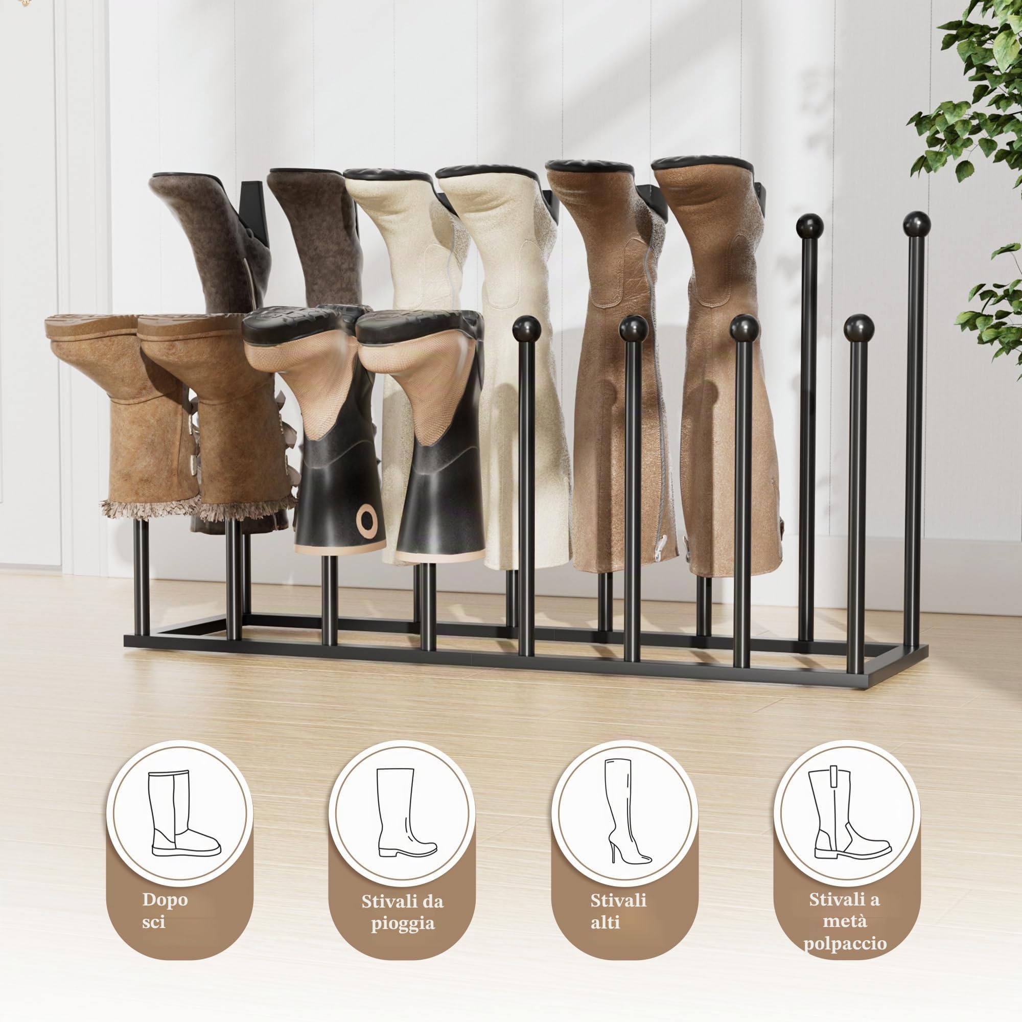 pickpiff Scarpiera Autoportante in Metallo Nero - Scarpiera per Dormitorio, Armadio, Ingresso, Camera da Letto, Patio Esterno, Corridoio, Organizer per 8 Paia di Scarponi