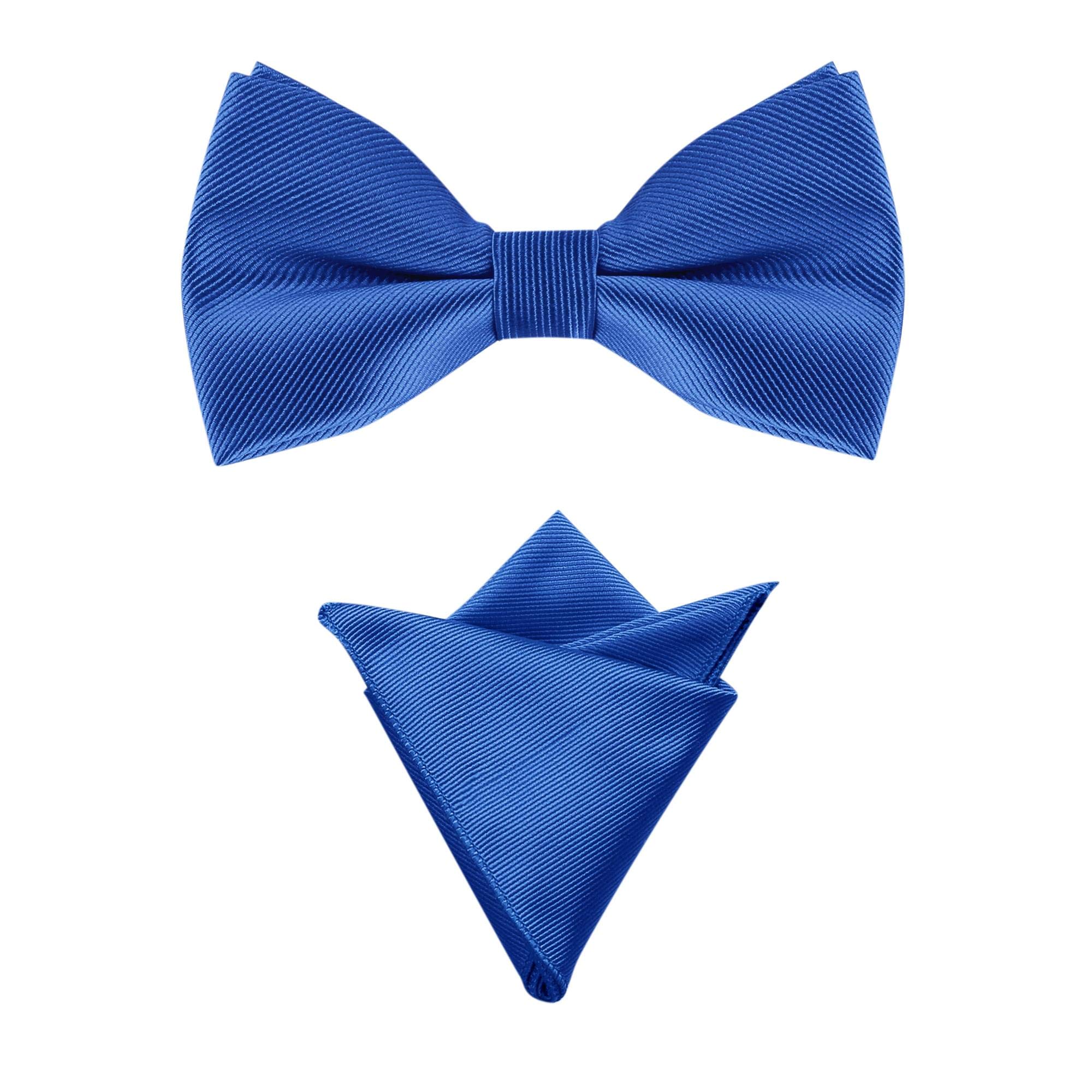 Allegra KMen's Solid Color Pre-Tied Bow Tie with Matching Pocket Square Set for Wedding Party
