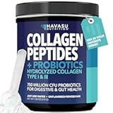 Collagen Peptides Powder with Probiotics - Grass-Fed Hydrolyzed Type I & III for Hair Skin and Nail Health - GLP-1 Nutritional Support for Digestion - Easy-to-Mix, Unflavored, 1-Month Supply