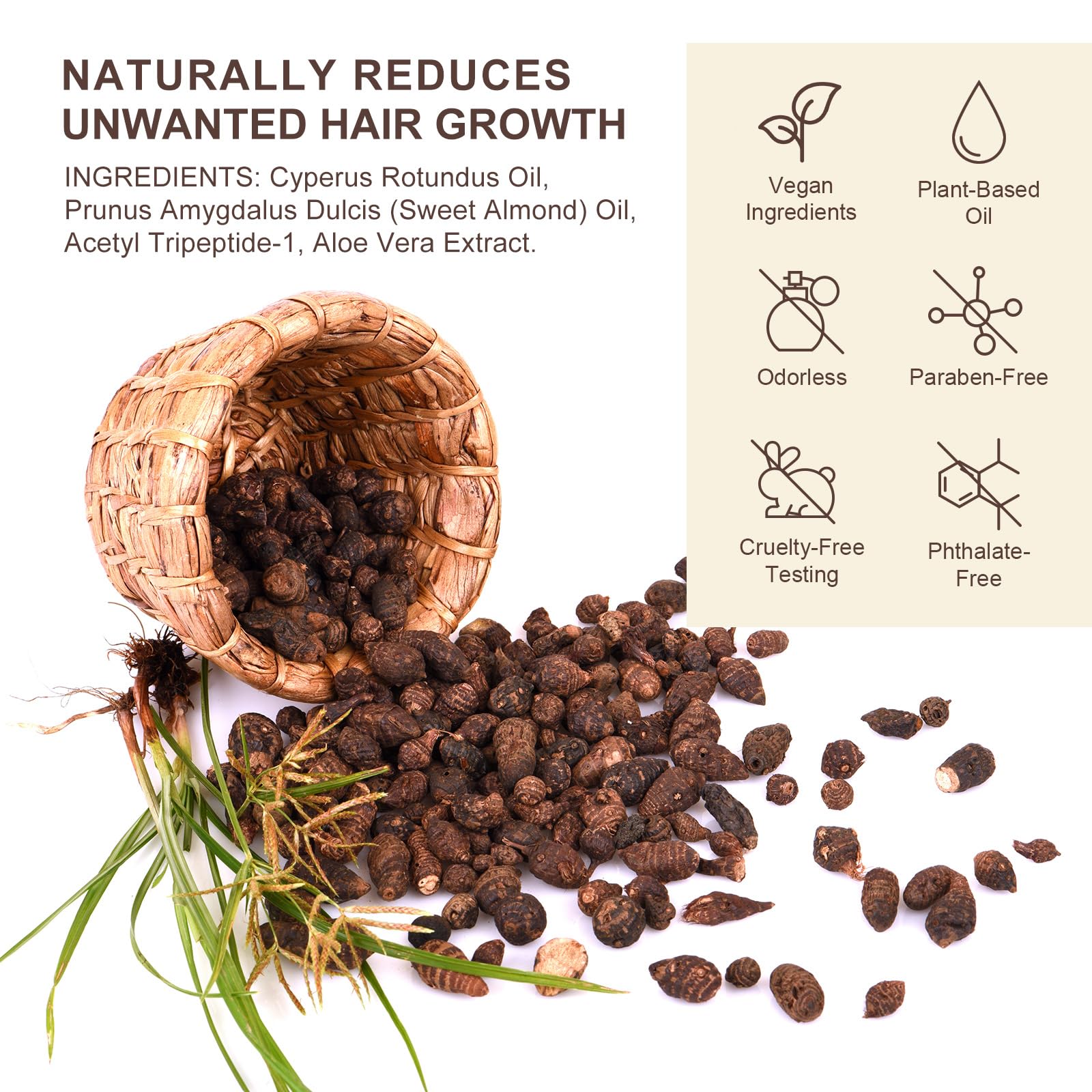 Cyperus Rotundus Oil for Hair Removal 2 Pack, Reduces Unwanted Body Hair Growth - Image 4