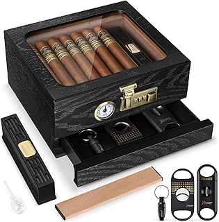Cigar Cigar Humidor with Glass Top and Lock