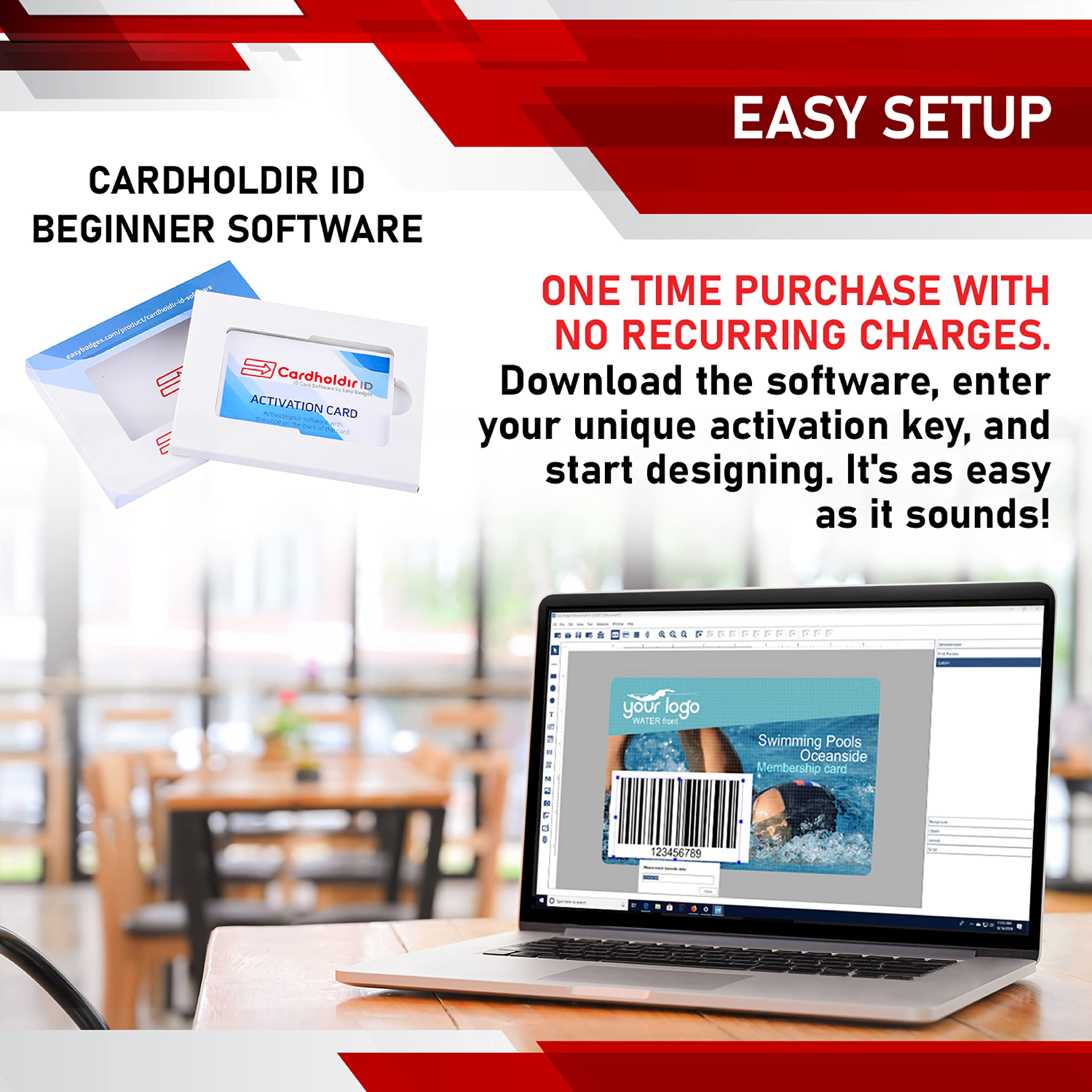 Cardholdir ID Software by Easy Badges- PC & MAC ID Card Design Printer Software - Beginner Edition