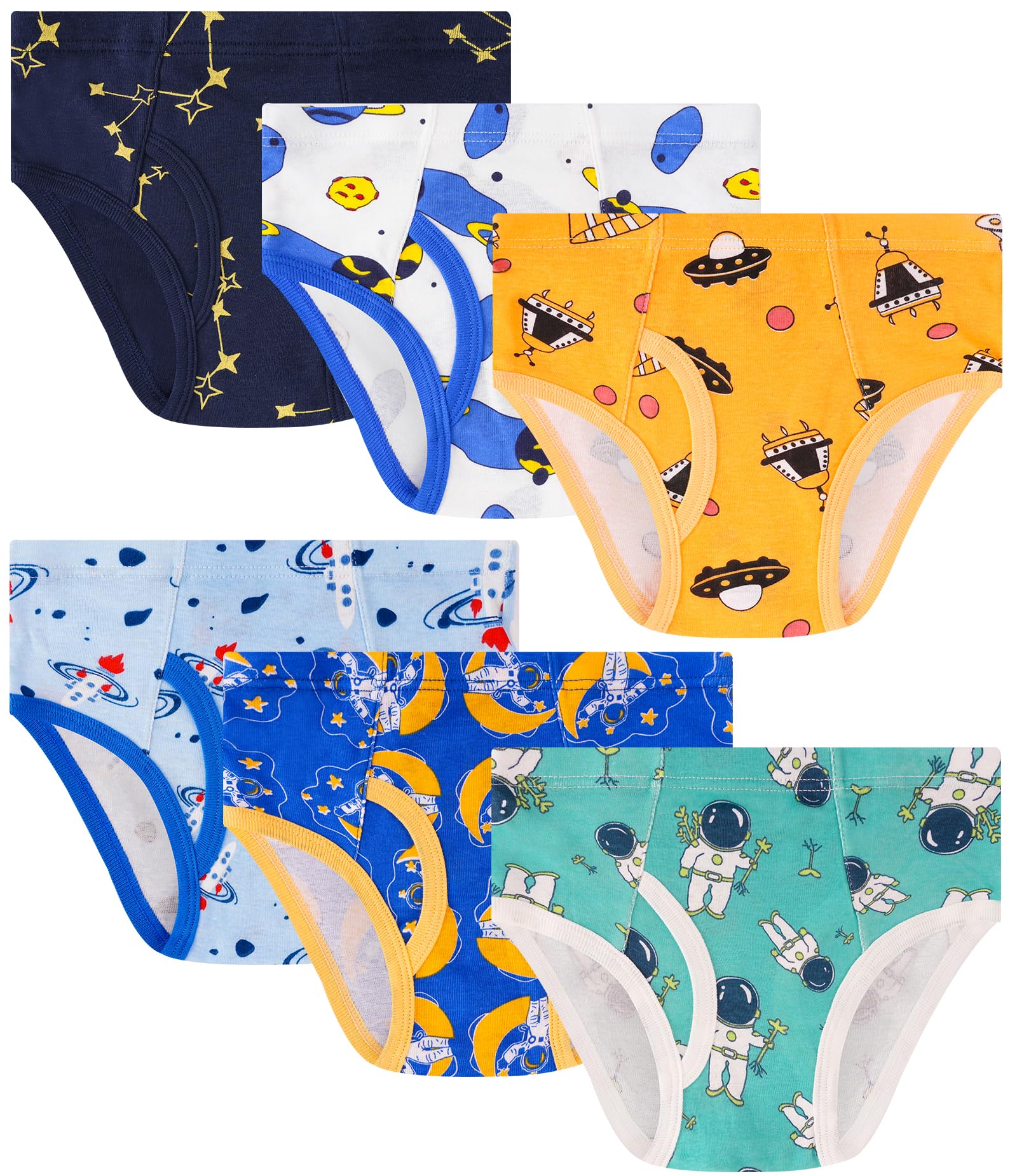 JAHSIYI 100% Cotton Soft Boys Briefs Size 2T-12Yrs Underwear (6-Pack)
