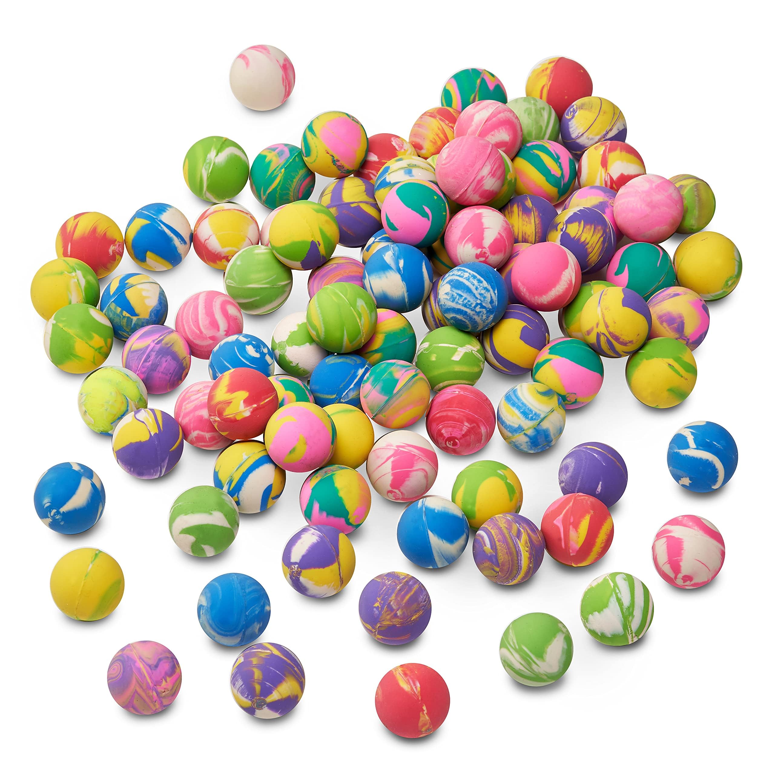 THE TWIDDLERS - 180 Mini Bouncy Balls with Vibrant Marble Colours, 3cm Rubber Balls for Kids Birthdays, Party Bag Fillers & Prizes - Assorted Colours — image 1