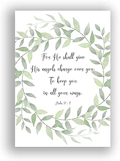 Psalm 91 11 Wall Art Print, Bible Verse Wall Art, Scripture Pictures, Bible Quotes Wall Art Gift