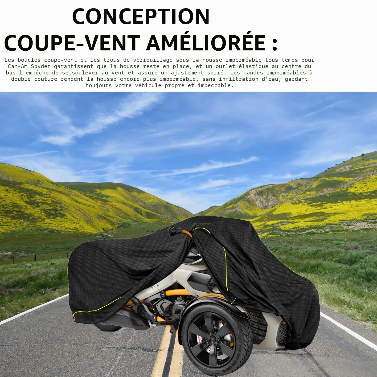 Housse de Protection imperméable pour Ryker Can-Am Ryker 600/900/Sport/Rally/Ryker Rally Edition, Oxford 420D imperméable, Protection Contre Les intempéries avec Bande réfléchissante