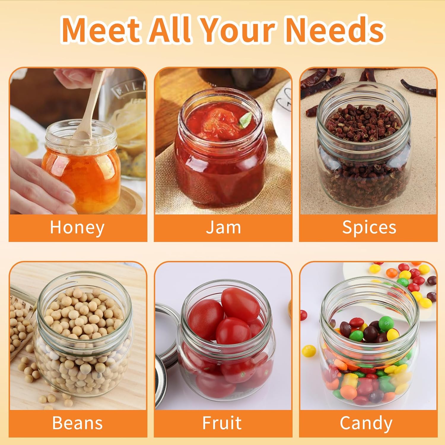 30 Pack Mason Jars 8 oz with Regular Lids and Bands, Half Pint Canning Jars, Small Glass Jars for Honey Jelly Jam Crafts - Image 4